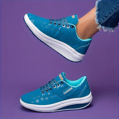 Women's Platform Wedge Walking Shoes Lace Up Sneakers