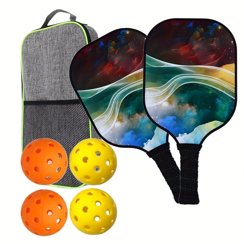 4pcs Balls Shollar Lightweight 2pcs Pickleball Paddle Set w/ Case & Bag