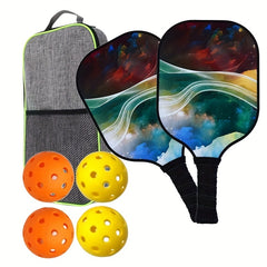 4pcs Balls Shollar Lightweight 2pcs Pickleball Paddle Set w/ Case & Bag