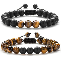 1PC Braided Rope Tiger Eye Stone Bracelet Men Women Matte Agate Bangle