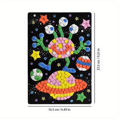Astronaut Space Mosaic Stickers Art Kit Kids Foam Craft DIY By Number Handcraft