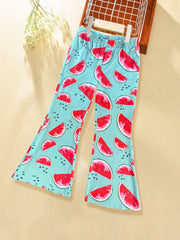 Watermelon Graphic Flare Leg Pants for Toddler Girls
