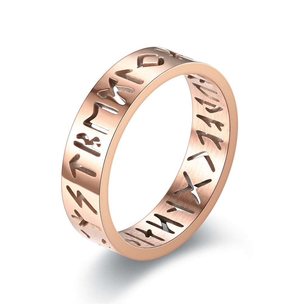 Minimalist Men's Hollow Viking Rune Stainless Steel Ring