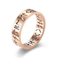 Minimalist Men's Hollow Viking Rune Stainless Steel Ring