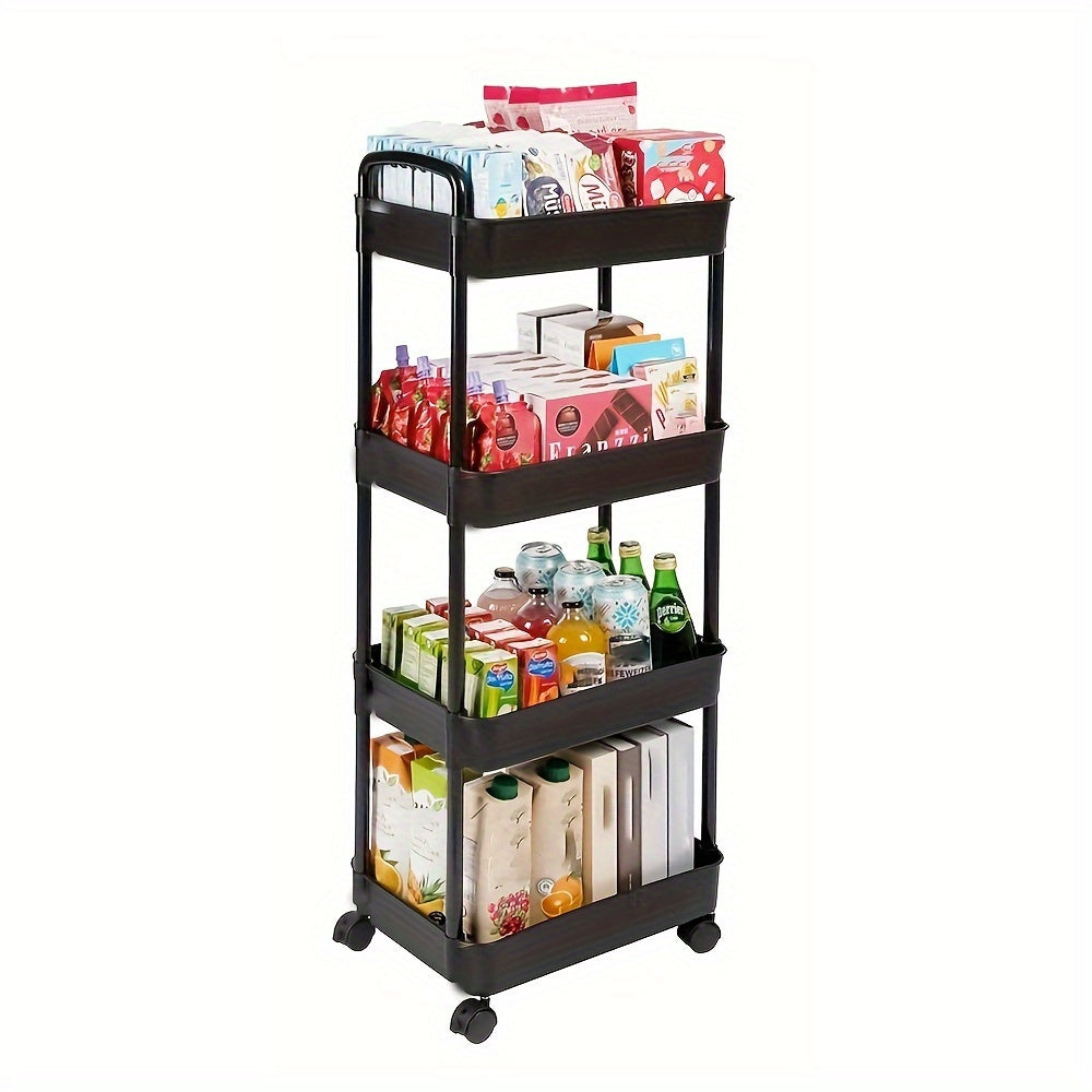 4 Layer Roller Cart Detachable Storage Cart For Office