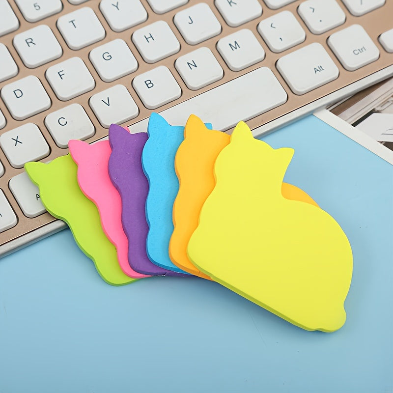 Cat Sticky Note Set - 6 Cartoon Cat Shape Sticky Note Paper