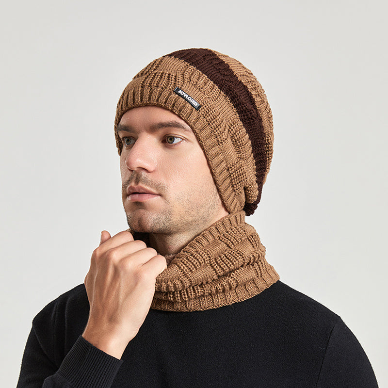 Knit Hat Scarf Set Winter Warm Earmuffs Women Men Gift
