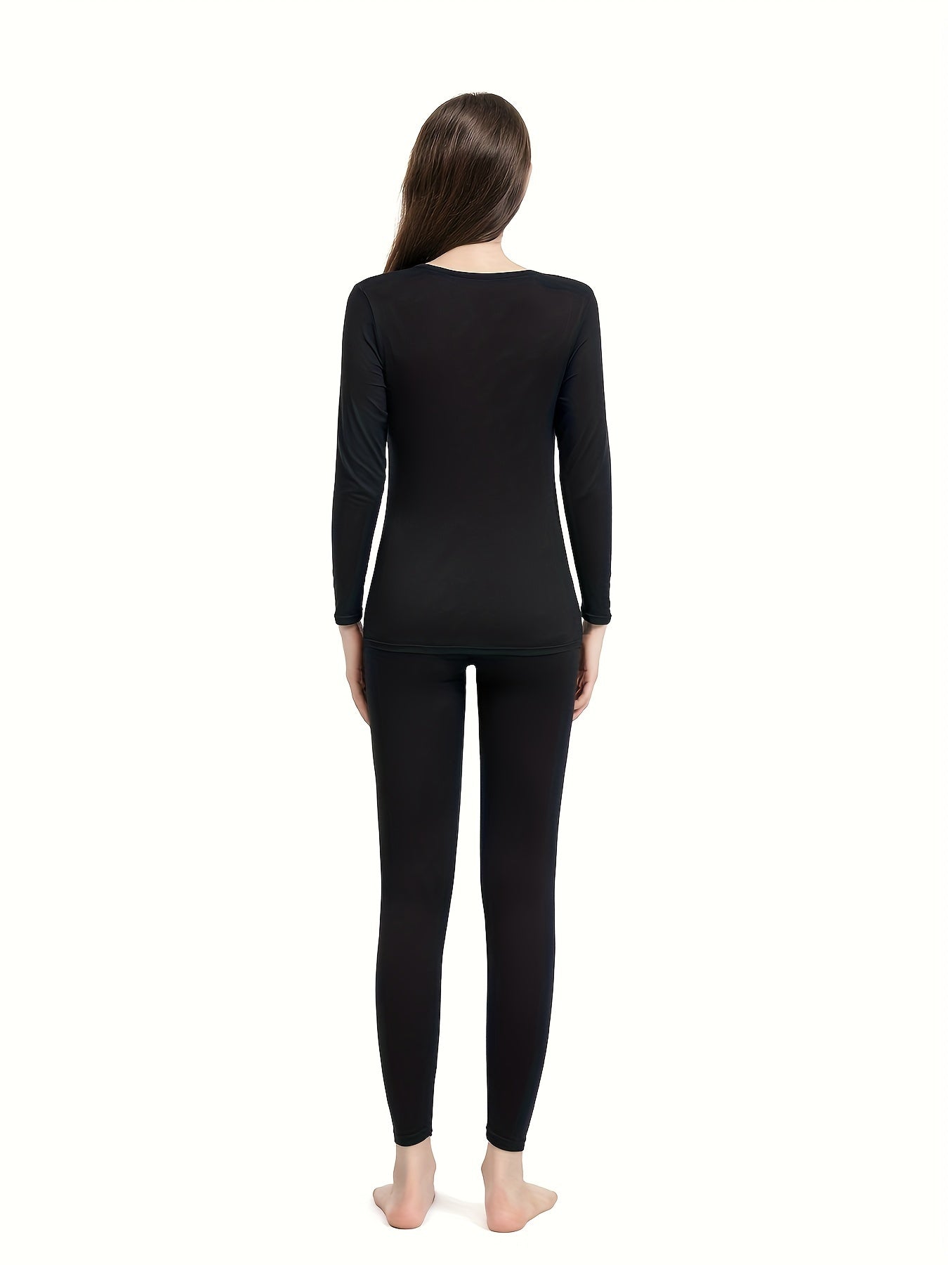 Women's Thermal Underwear Set Long Sleeve Crew Neck Tops & Pants