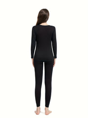 Women's Thermal Underwear Set Long Sleeve Crew Neck Tops & Pants