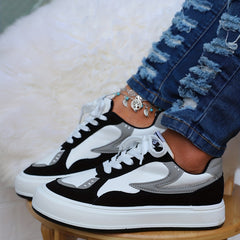 Women's Colorblock Skate Shoes Lace Up Outdoor Sneakers