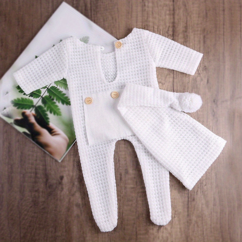 Baby Jumpsuit Photography Suit with Long-tailed Hat Set