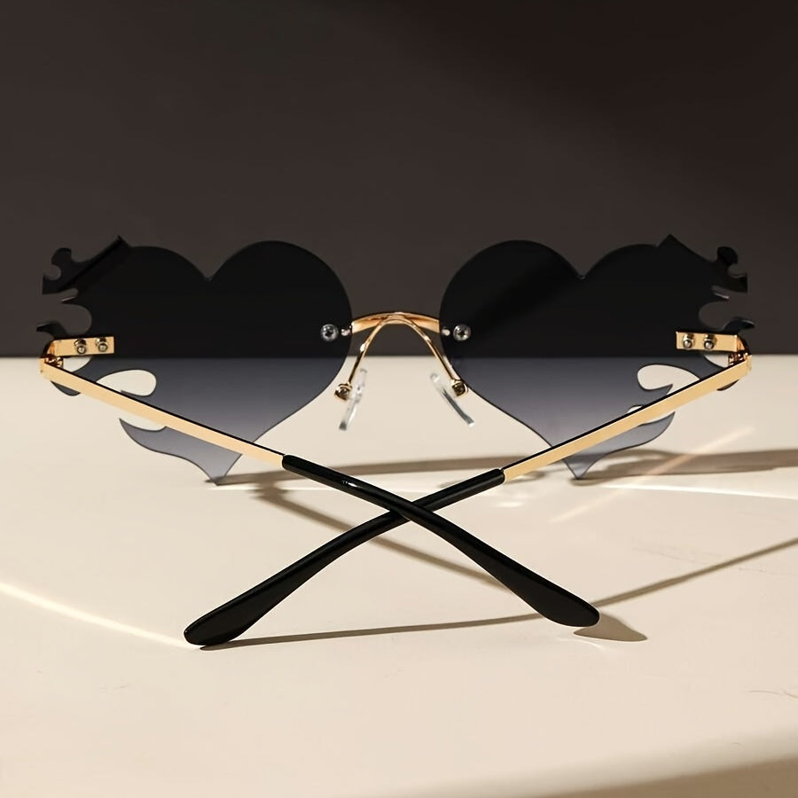 Rimless Heart Flame Sunglasses
