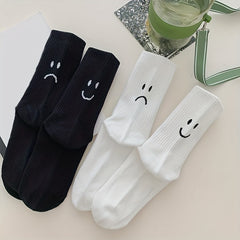 8 Pairs Funny Expression Print Women's Mid Tube Socks Stockings