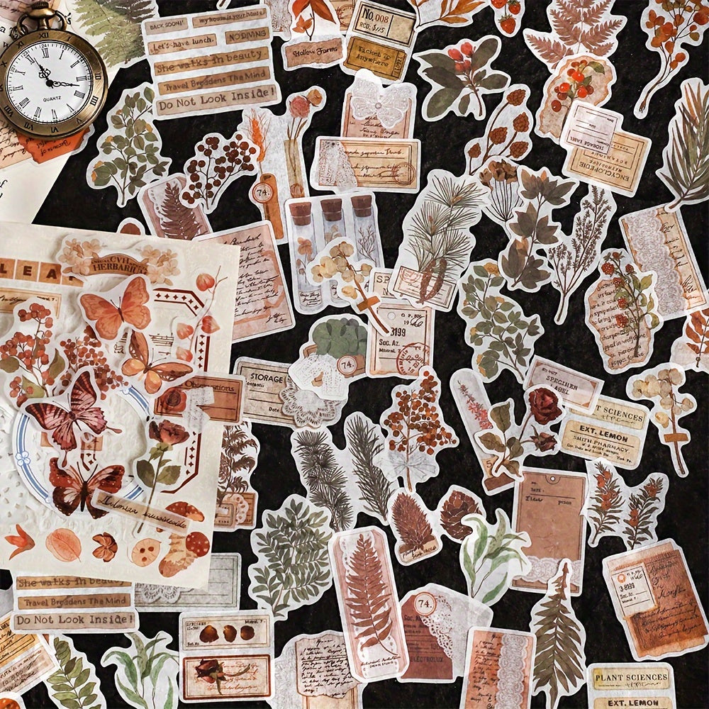 30 Vintage Plant Washi Stickers Retro Scrapbooking DIY Bullet Journal