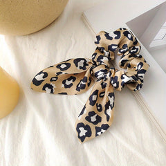 Leopard Pattern Scrunchies Rabbit Ears Hair Tie Ponytail Holder