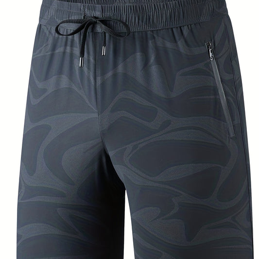 Men's Quick Dry Stretch Shorts with Zipper Pockets & Drawstring