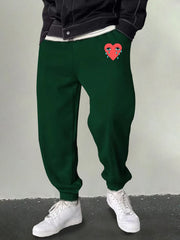 Men's Heart Print Joggers Casual Sweatpants Outdoor