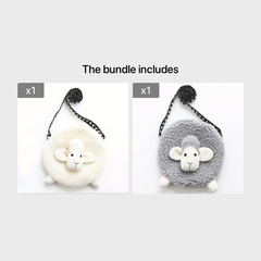 Cartoon Plush Lamb Bag Coin Purse Wallet Crossbody Bag Holiday Gift For Girls