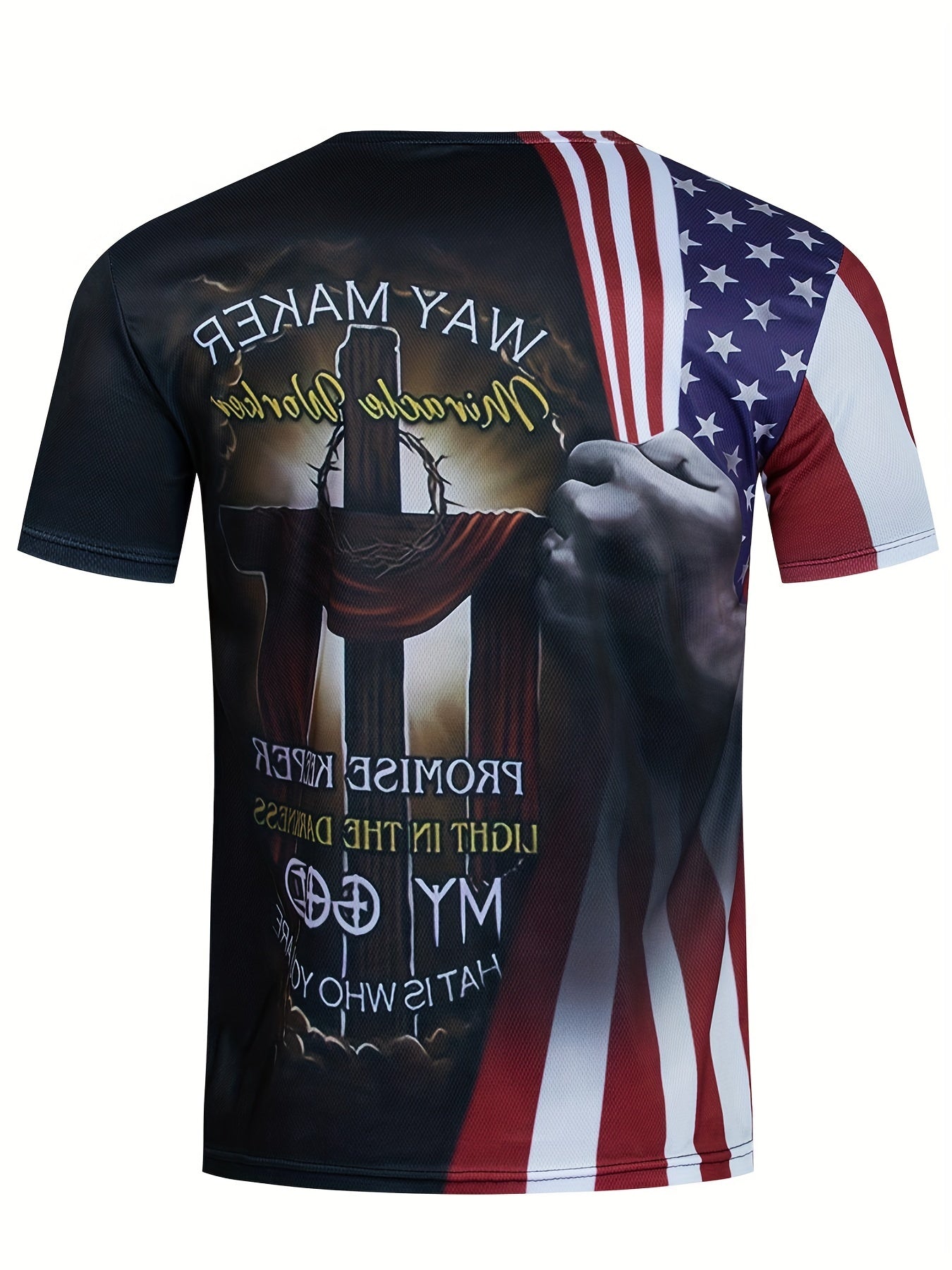 Men's American Flag Print T-Shirt for Sports & Workouts