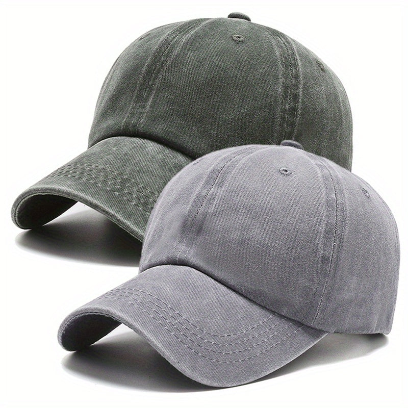 2pcs Cotton Couple Baseball Cap Washed Distressed Solid Dad Hats Vintage
