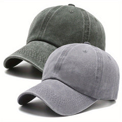 2pcs Cotton Couple Baseball Cap Washed Distressed Solid Dad Hats Vintage