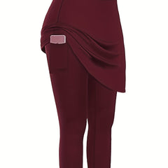  High Waist Tennis Skirted Leggings with Phone Pockets