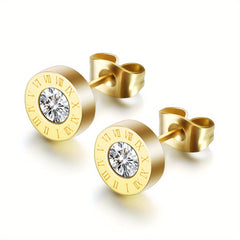 Stylish Round Zircon Earrings for Men
