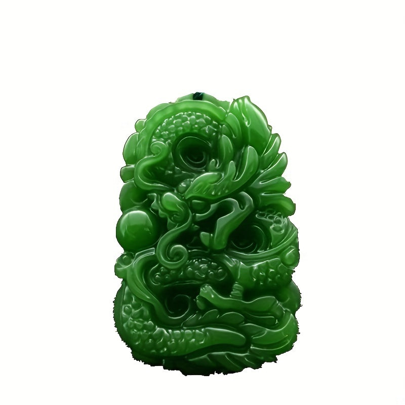 Green Jade Pendant Hand Carved Necklace Men's Charm Jewelry