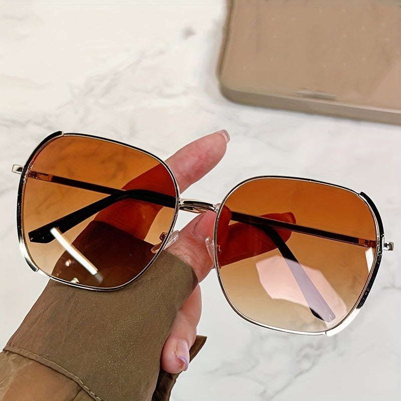 Oval Sunglasses Gradient Metal Sun Shades UV400