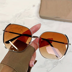 Oval Sunglasses Gradient Metal Sun Shades UV400