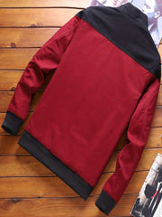 Men's Casual Long Sleeve Zip Up Jacket For Spring Fall