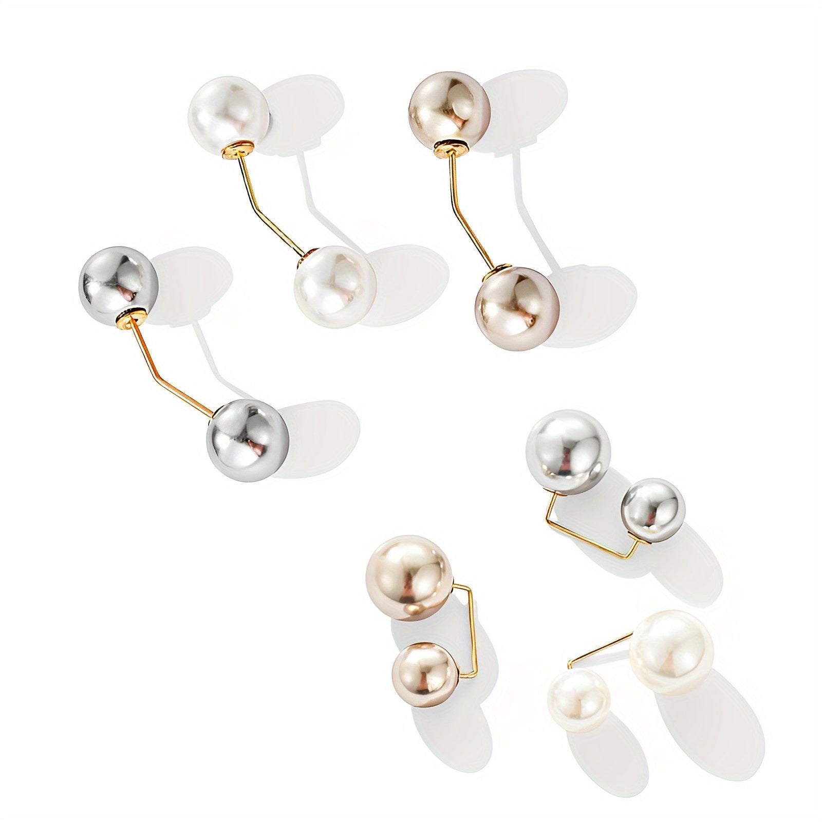 6pcs Set Faux Pearl Waist Pins Scarf Brooches for Women