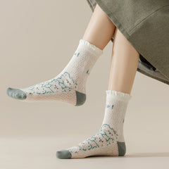 4 Pairs Cartoon Mesh Socks Cute Prints Women's Stockings