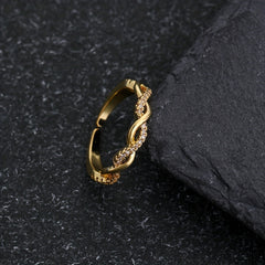 18K Plated Zircon Ring Adjustable Finger Size Jewelry For Men/Women