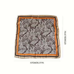 Vintage Square Scarf Paisley Print Satin Shawl Bandana Boho Head Wrap