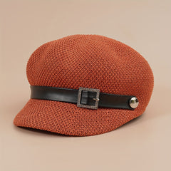 Hollow Out Beret Solid Breathable Newsboy Hat British Style Octagonal Hats