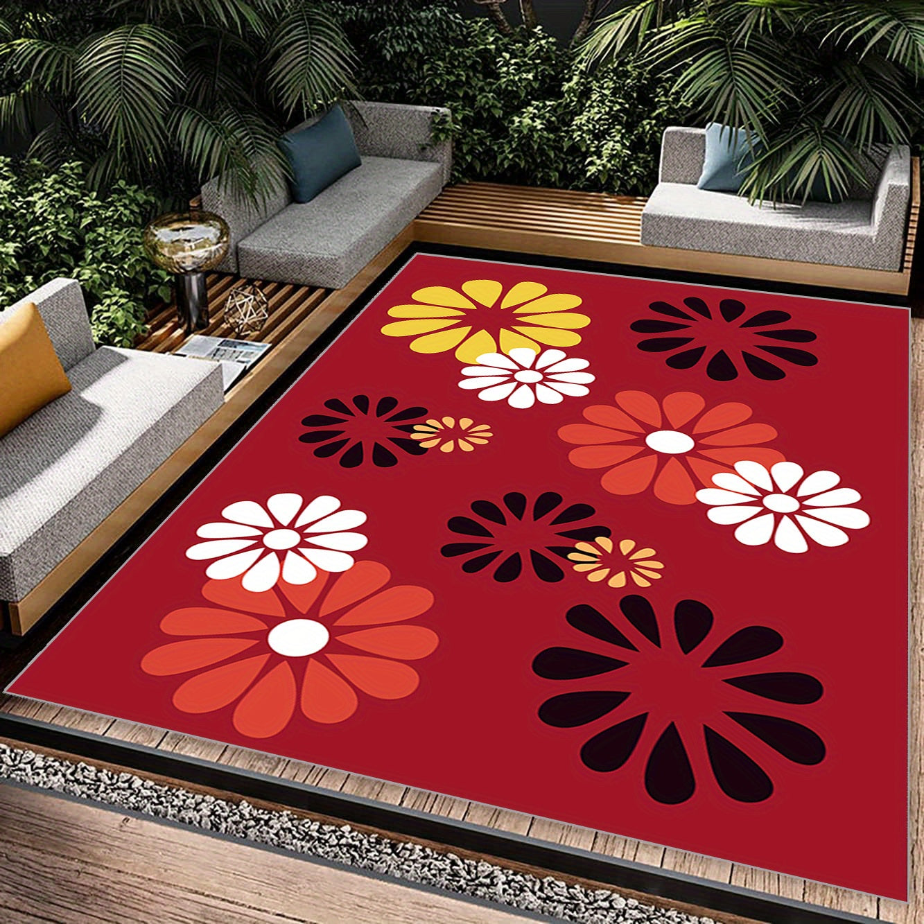 Floral Carpet Floor Mat Soft Non Slip Area Rugs for Home Office