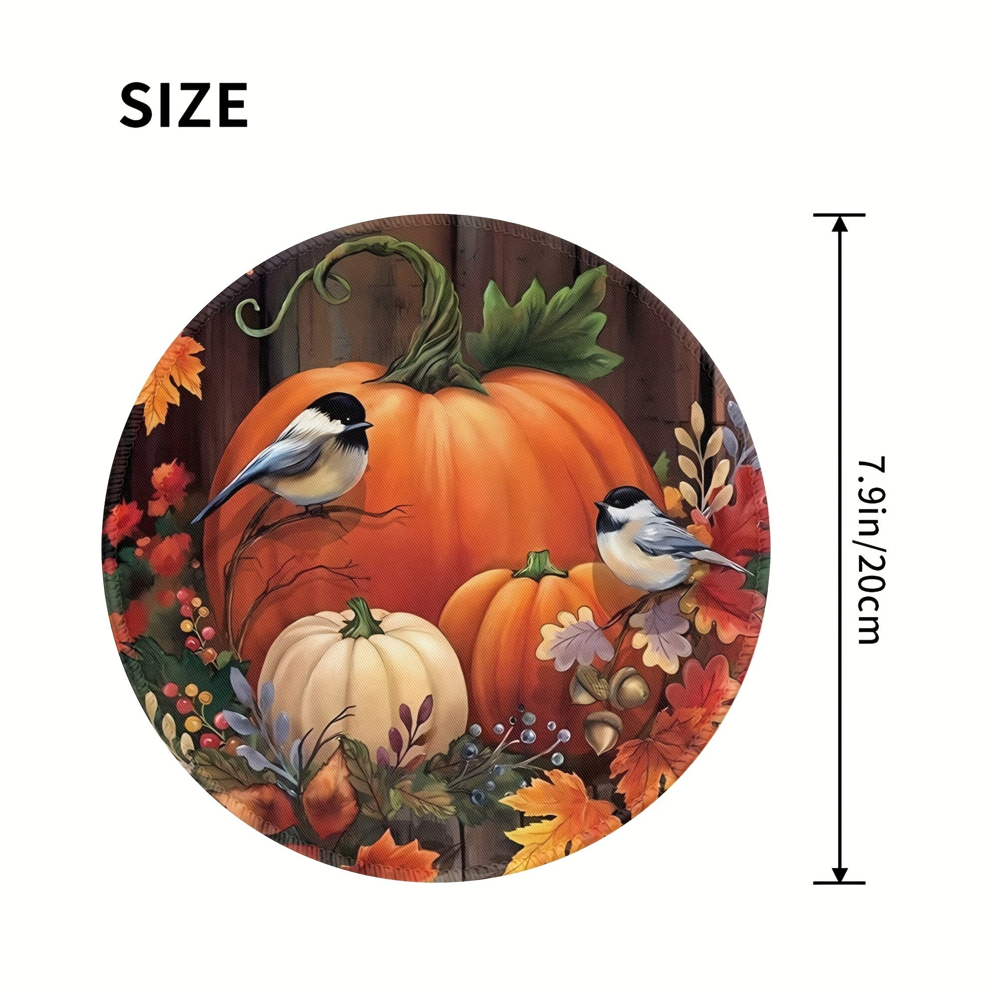Autumn Pumpkin Mouse Pad Round Non-slip Rubber Mat for Office Computers
