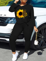  Sunflower & Butterfly Print 2 Piece Set