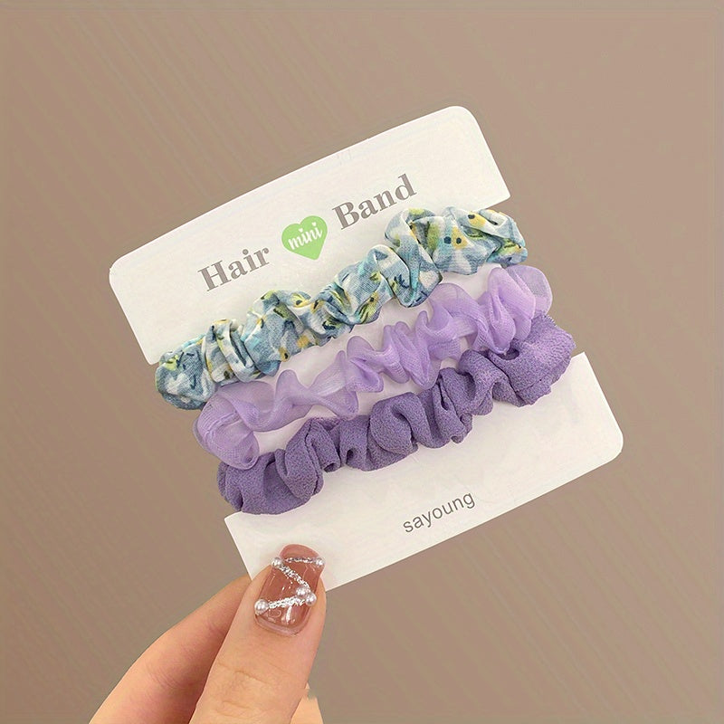 3pcs Fabric Hair Tie High Ponytail Head Rope Elastic Durable Rubber Band