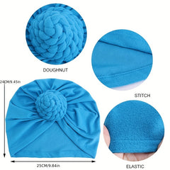 Braided Knotted Turban Cap Head Wrap Bandana Stretchy Beanie Hat