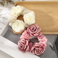 Fabric Rose Scrunchie Hair Tie Hair Accessories Hair Scrunchie Head Tie