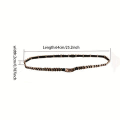 Geometric Linked Metal Belt Golden Waistband Dress Girdle Elastic Thin