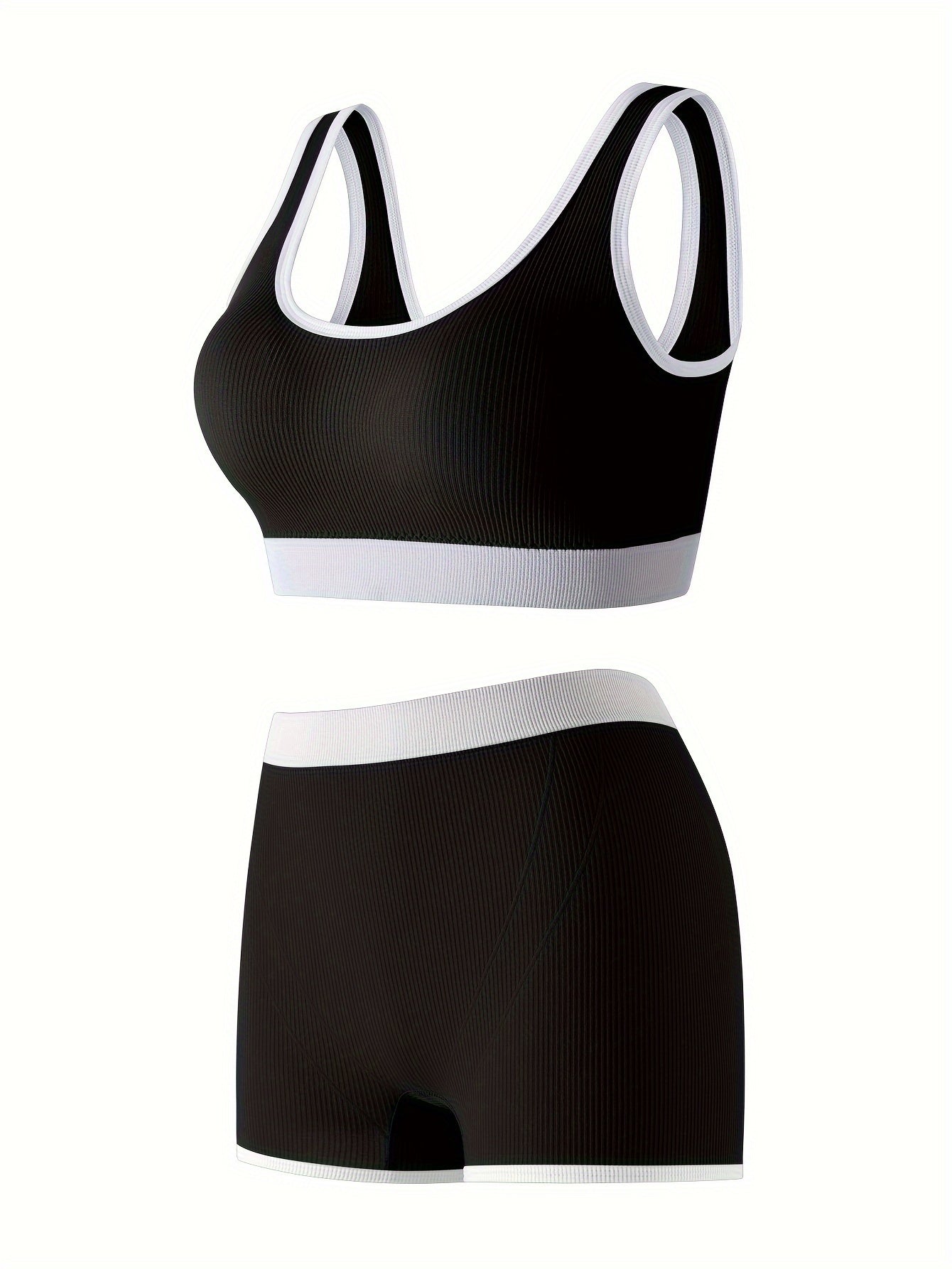 3 Sets Bra Panties Sports Ribbed Elastic Intimates Lingerie Set