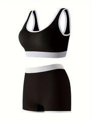3 Sets Bra Panties Sports Ribbed Elastic Intimates Lingerie Set
