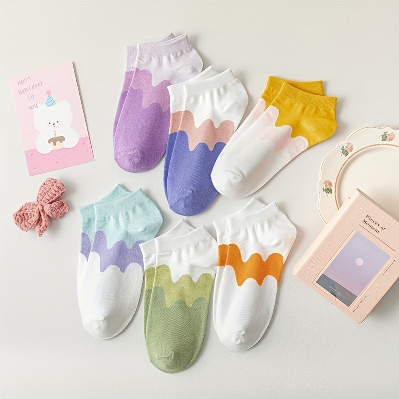 Colorblock Ankle Socks Soft Lightweight Low Cut Women's Stockings
