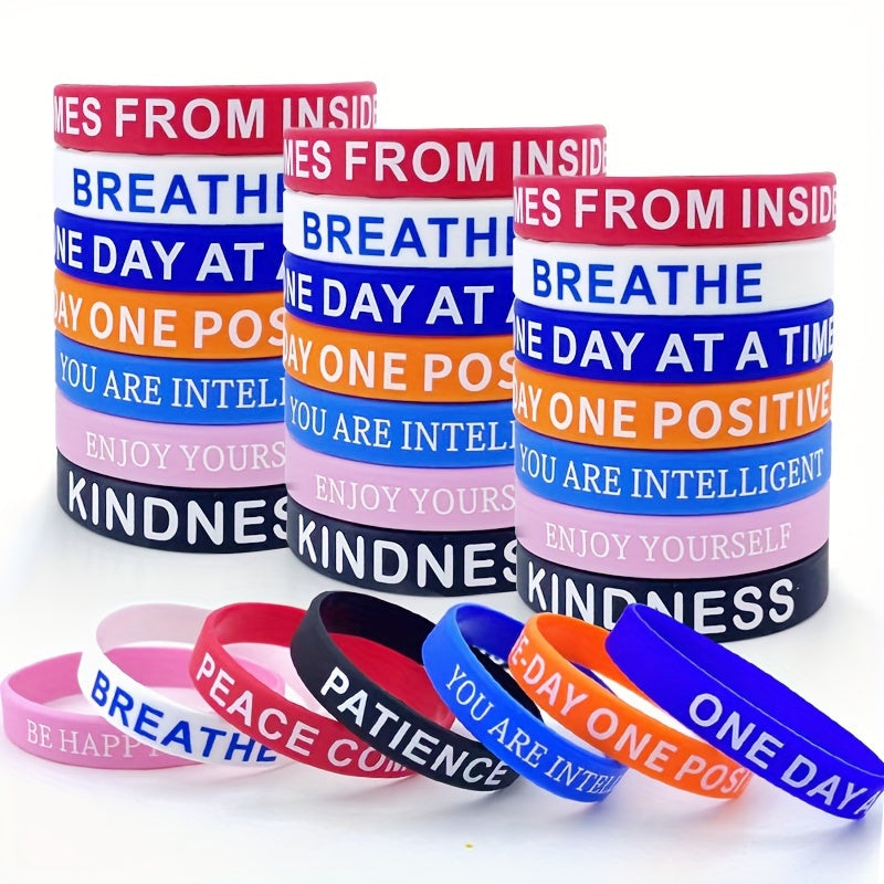 7pcs Inspirational Wristband Bulk Thank You Gift Silicone Bracelet Rubber Band