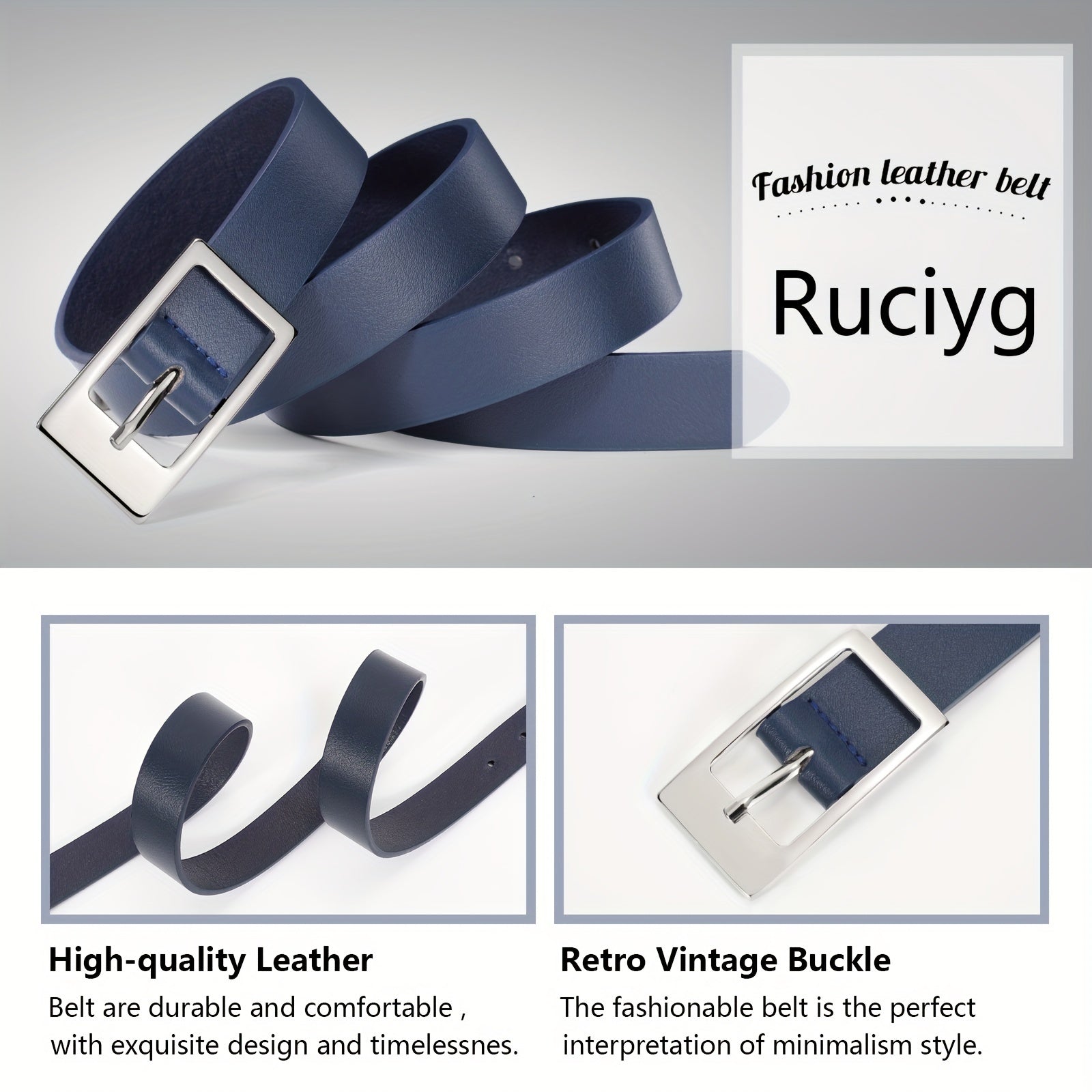 Classic Thin Belt Rectangular Buckle PU Leather Belt For Women