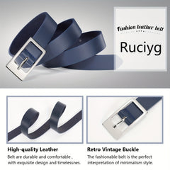 Classic Thin Belt Rectangular Buckle PU Leather Belt For Women