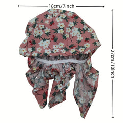 Small Flower Print Triangle Turban Cap Cotton Bandana Women Casual Head Wrap